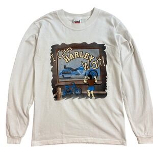 Vintage Anvil Sturgis long Sleeve Shirt L 10/12 "I can Harley Wait!" Motorcycle